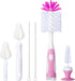 Baby Bottle Brush Set with Nipple Cleaner, 10.2" Cleaning Brush and 6.5" Sponge Brush, Pack of 5 (Pink)