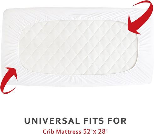 Waterproof Crib Mattress Protector, Cotton Fabric Toddler Mattress Sheets, Crib Sheets for Boys and Girls