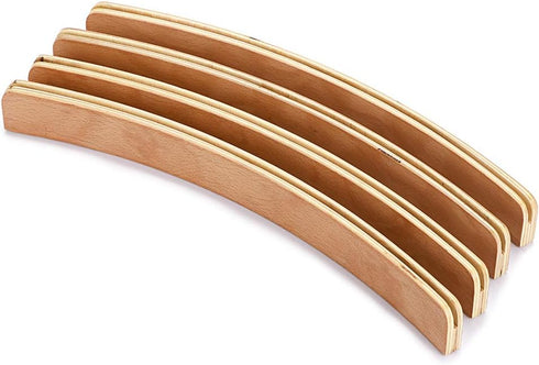 OwnMy Set of 4 Wooden Card Holders for Playing Cards, 13" Curved Wood Organizer for Kids, Adults, and Seniors