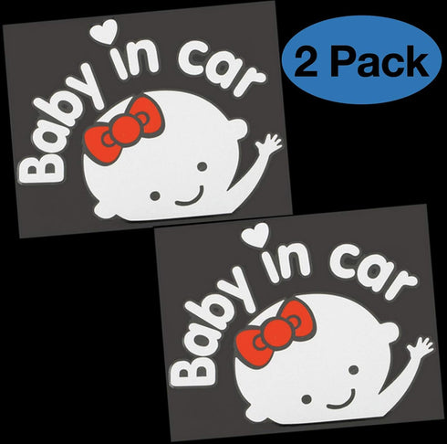 Baby in Car Sticker Decal by CM Wealth 2Packs - Cute Baby on Board Sign for Car Safety (Girl2)