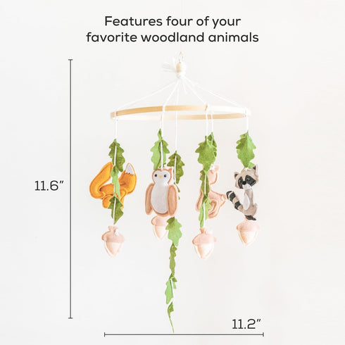 First Landings Baby Mobile for Crib - Forest Animal Nursery Mobiles - Gender Neutral Baby Nursery Decor - Woodland