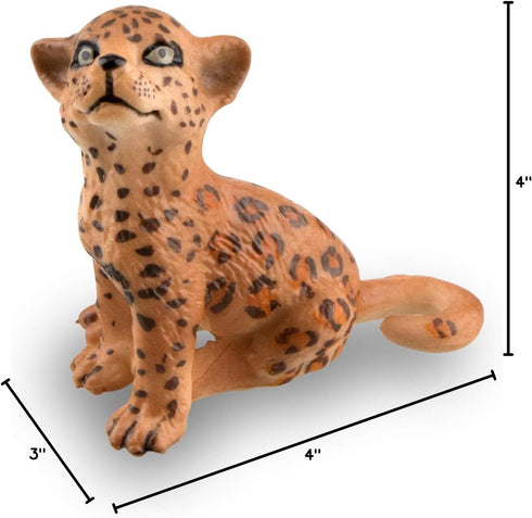 Toymany 7PCS Jaguars Figurines with Jaguars Cub and Tree Trunk, Realistic Jungle Animals Family Playset