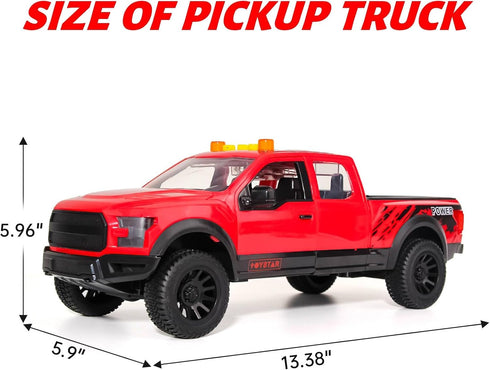 3+ Red Pickup Truck Toy with Lights and Sound Effects, Featuring Doors That Open, Toy Cars Gifts for Year Old Kids.