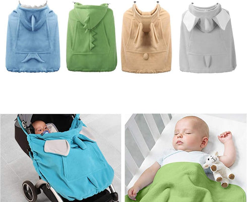 Generic Baby Carrier Cover Hooded Stretchy Cloak Multifunctional Baby Cute Cartoon Cloak Windproof Newborn Thicken Warm