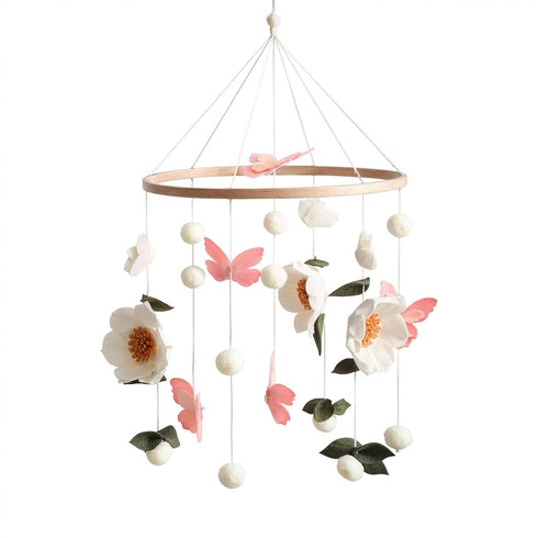 JolyRolyPal Baby Crib Mobile for Boys and Girls, Floral Mobile for Crib, Butterfly and Flower Nursery Decor, Crib
