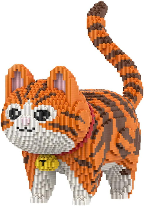 HONLANCH Animal Orange Striped Bell Cat Micro Building Blocks Set8000PCS Gift for