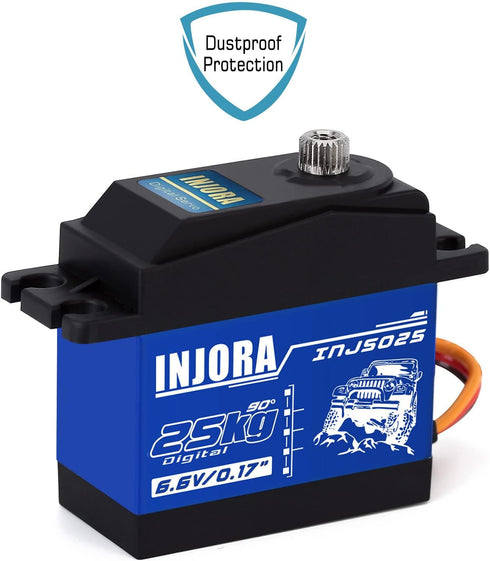 INJORA RC Servo 25KG Digital Servo, High Torque RC Parts for 1:10 RC Crawler VP VS4-10 SCX10 Pro SCX10 TRX4 D90