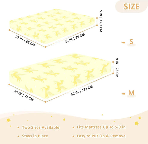 miaozhen 1 Pack 52x28 Cotton Baby Crib Sheets Soft Comfy Ghothic Pegasus Pastel Yellow Boy Girl Crib Sheet for Nursery