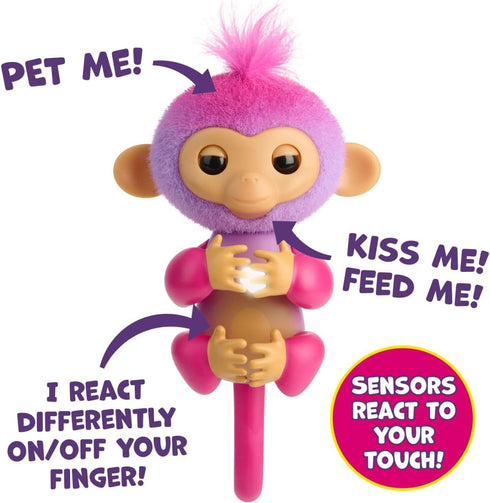 2023 NEW Interactive Baby Monkey - Reacts to Touch with 70+ Sounds & Reactions, Charli (Purple)