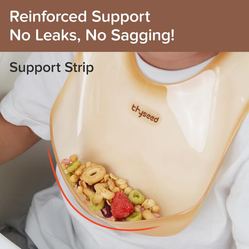 Ultra Thin & Light Waterproof Silicone Bibs for Babies – Toddler Feeding Bib with Large Food Catcher Pouch