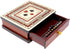 3 Track Non-Continuous Travel Cribbage Board - 60 Points, Maple/Bloodwood Inlaid, 6" x 5" with Storage Drawer