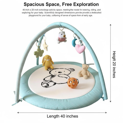 LULLABY COTTON 100% 6 Tummy Baby Play Gym Mat & Activity Mat - Cotton Soft Playmat with Detachable Toys for Time
