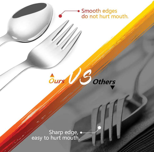 4 Piece Stainless Steel Toddler Utensil Set, Safe Kid Silverware Set for Self Feeding, Cartoon Toddler Forks and