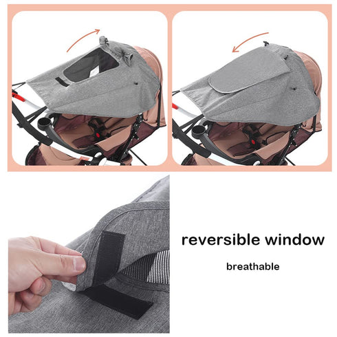Universal Stroller Sun Protection, Baby Carriage UV Shelter with Mesh Window and Water Resistance