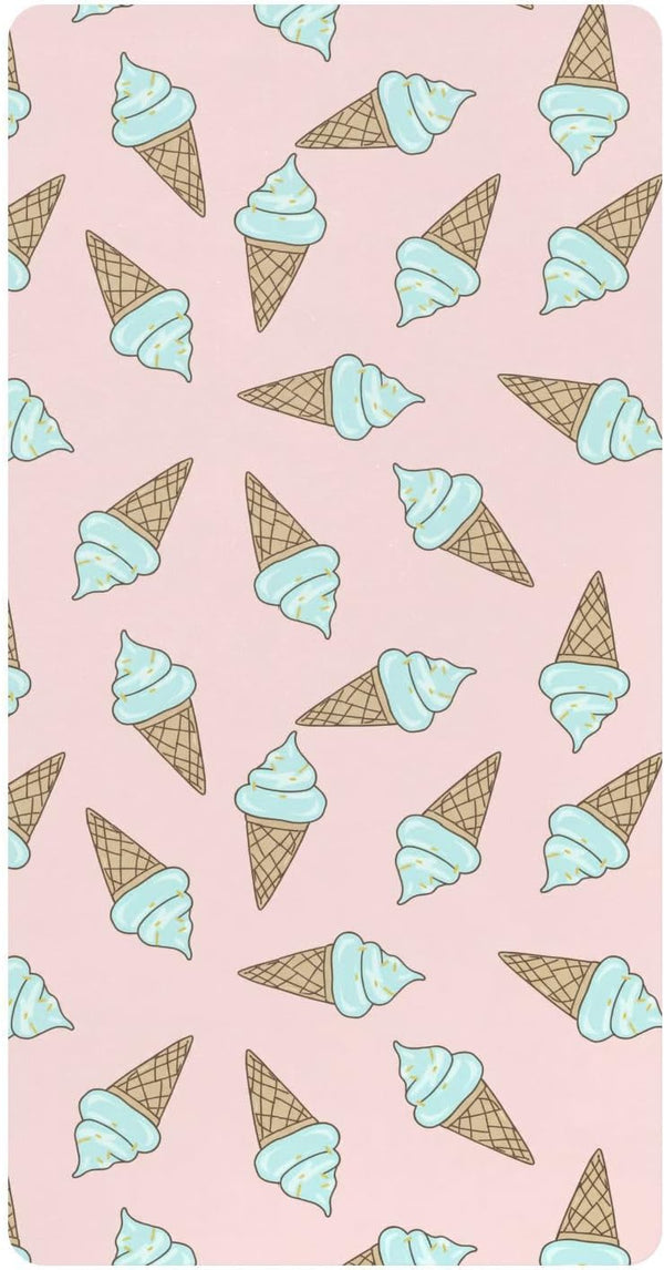Jynexis Ice Cream Pink Print Baby Crib Sheets, Cotton Fitted Crib Sheet, Soft