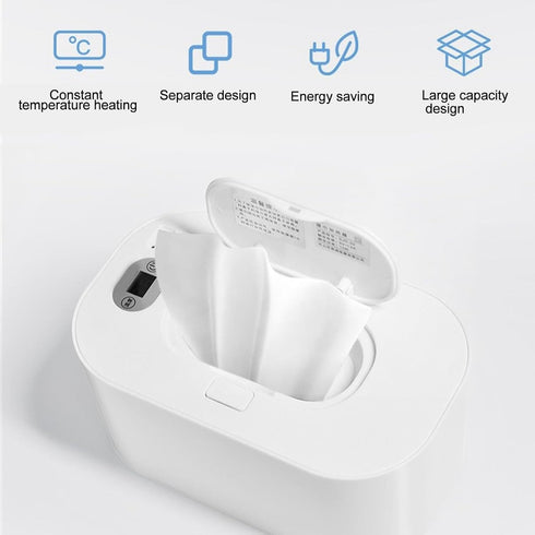 Portable Wipes Warmer with Night Light, Temperature Control, Moisturizing and Heat Preservation, USB Powered