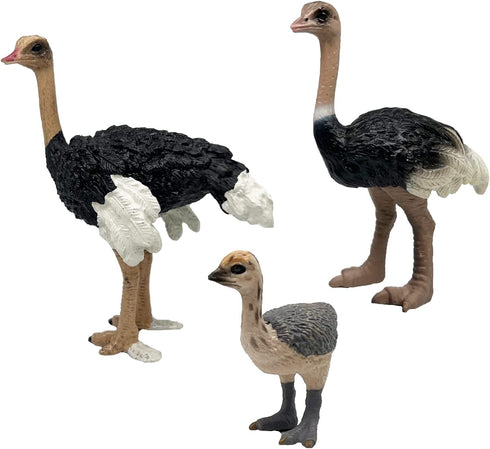 Gemini&Genius Ostrich Animal Action Figure Toys, Jungle Animal Playset Gift, Educational Cake Toppers for Kids Ages 3+