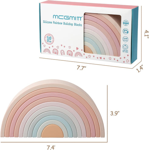 MCGMITT Rainbow Stacking Toy, Silicone Nesting Blocks for Toddlers, Montessori Color Shape Matching Toy Set