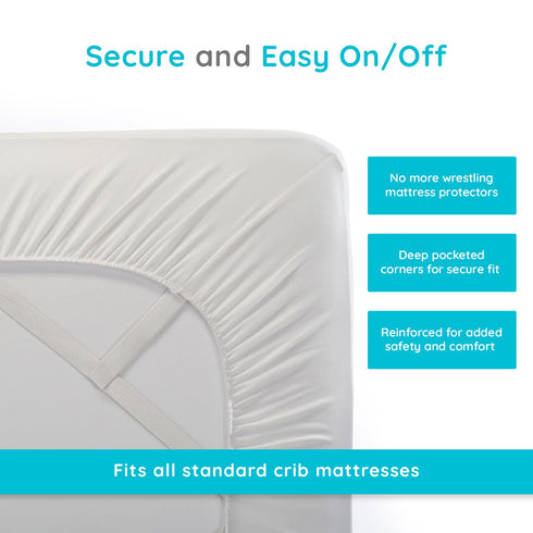PUREgrace Crib Mattress Protector Eucalyptus Tencel Fiber Waterproof Breathable Baby Mattress Pad Cover with Corner