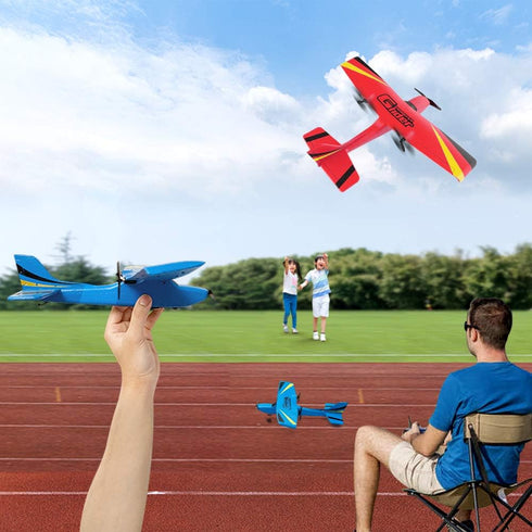 HAWK'S WORK 2 Channel RC Airplane, Ready to Fly 2.4GHz Remote Control Glider for Kids & Beginners (Red)