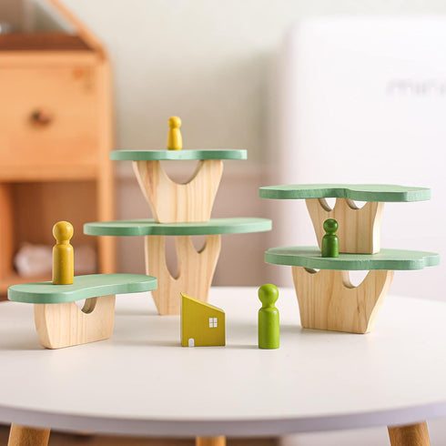 WOODEN TEETHER Wooden Tree Toy Pack of 15 Wood Forest Sensory Toys