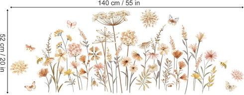 decalmile Boho Flower Wall Decals Wildflower Floral Dandelion Grass Wall Stickers Baby Nursery Girls Bedroom Kids Room