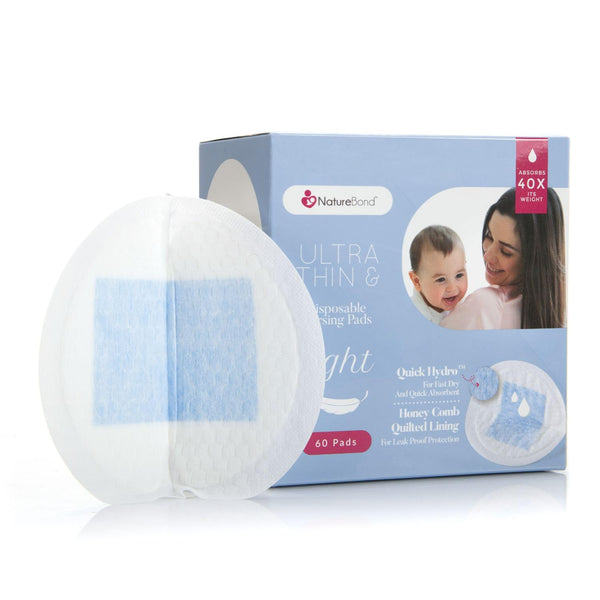 NatureBond Disposable Nursing Pads, Ultra Thin Breastfeeding Pads, Highly Absorbent, 60 Pads