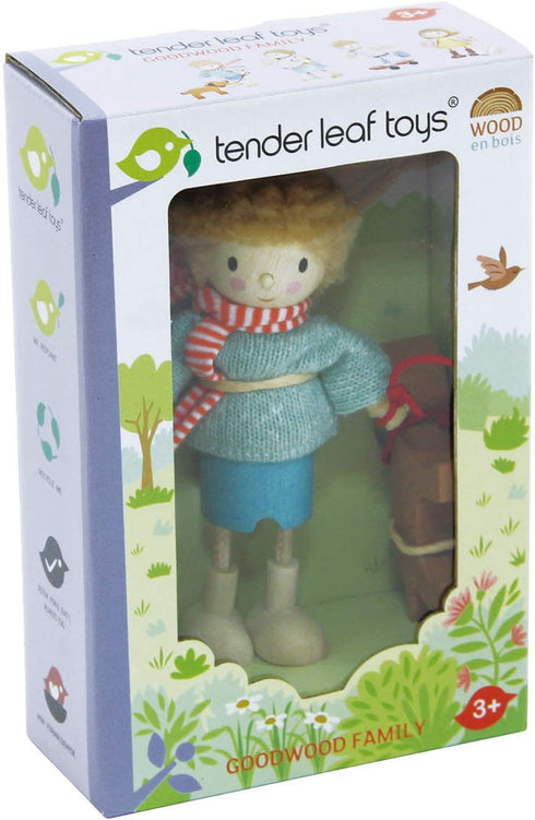 Tender Leaf Toys The Goodwood Family - Wooden Miniatures Flexible Doll for Dollhouse, Age 3+
