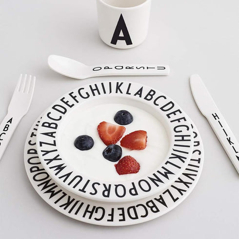 Design Letters Eat & Learn Toddler Fork, Knife & Spoon Set - 4 Design in Denmark, BPA/BPS Free, Green
