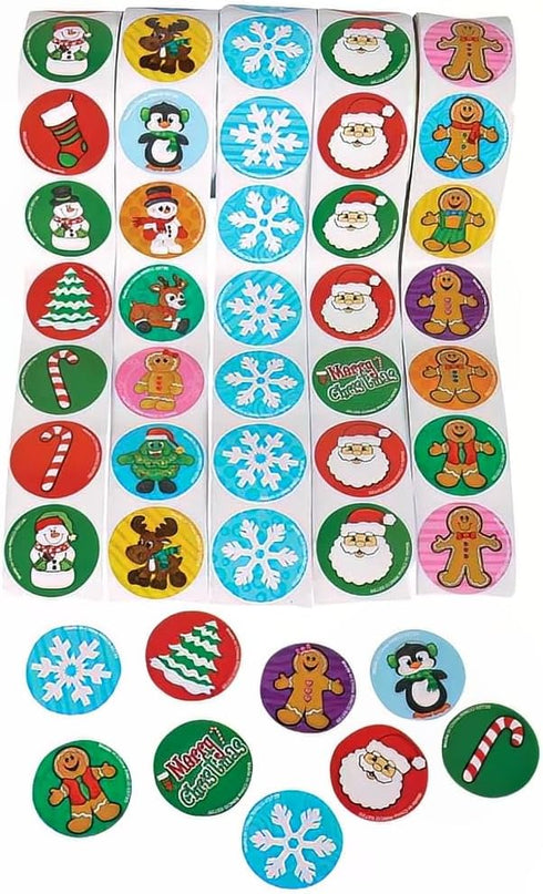 500 PC Holiday Stickers, ROLL ASST