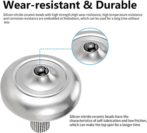 10 Premium Precious Titanium Spinning Top, Spin Long Time Exceed Minutes, Perfect Balance, Well Made Metal Kinetic Desk