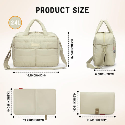 Buzz&Bloom Baby Diaper Bag Tote, Large Capacity Travel, Hospital Bag Functional with Changing Pad and Stroller