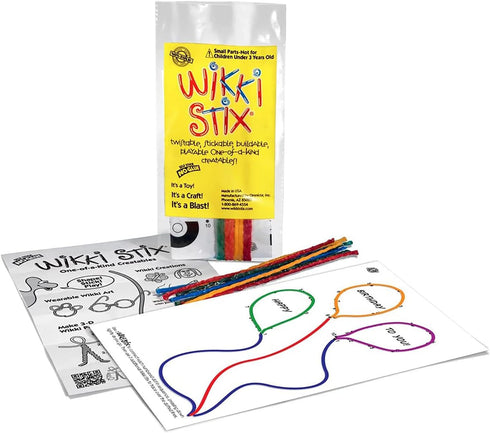 WIKKI STIX Birthday Fun Favors, Pack of 20 Individual Fun Favors with Birthday Themed Play Sheet