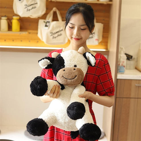 Cute Cattle Plush Toy, Cow Year Stuffed Animals Soft Doll for Kids, Birthday Gift (Black and White, 50cm/19inch)