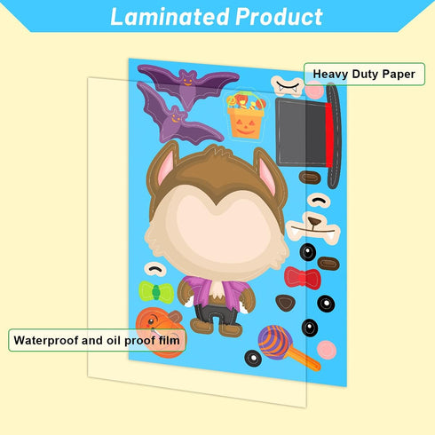 48 Pcs Make Your Own Halloween Sticker Sheets for Kids, Home Classroom Party Favor Games, Art Craft School Rewards
