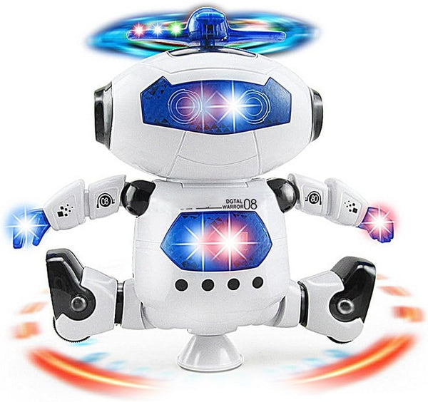 Musical Dancing Walking Robot Toy for Kids, 360° Body Spinning, Flashing Lights, Fun Figure Toy for Toddlers