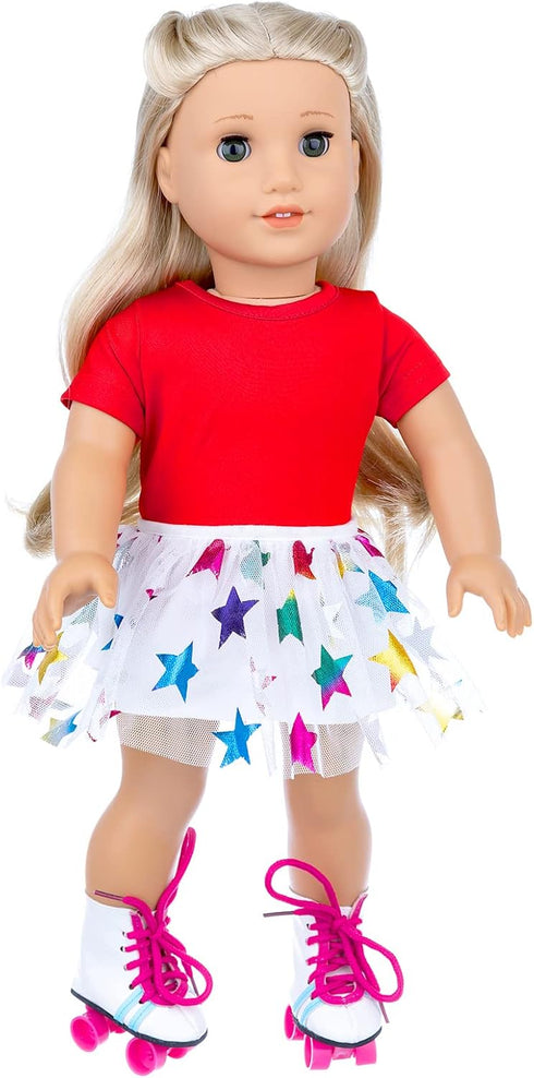 18 Inch Doll Accessories, 7PC Travel Skating Sport Play Set for 18 inch Girl Doll Outdoor Sport (Doll Not Included)
