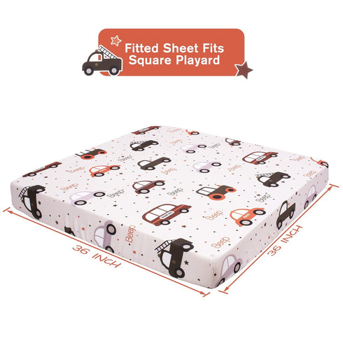 Pack 36 36 Cloele Square Playard/Playpen Fitted Sheets,Square and Play Crib Sheets,Ultra Soft Polyester Car Fitted