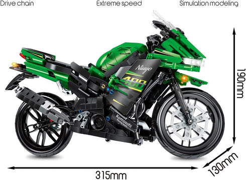 Pasyru Technology Motorbike Building Set, 862 Pcs Superbike for Kawasaki Ninja 400 Model Building Toy