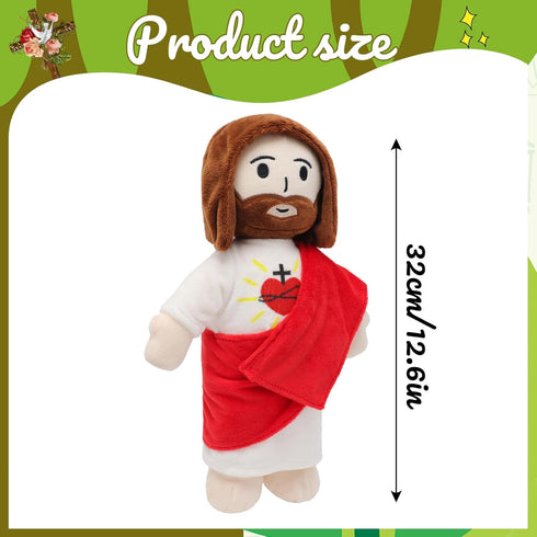13" Yelakey Jesus Plush Toy Heart of Jesus Plushie Savior Stuffed Doll for Church Sunday School Religious Easter Gift