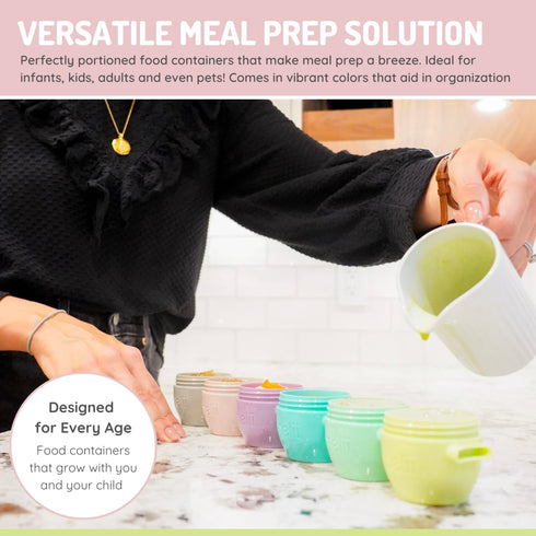 |12 Pack 2 oz, melii Snap & Go Baby Food Storage Containers Stackable Freezer Containers with Airtight Lids, BPA-Free