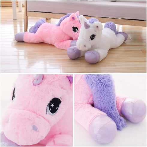 Giant Unicorn Stuffed Animal Toys - Soft Large Plush Pillow for Bedroom, Valentines, Pink, 39.4"