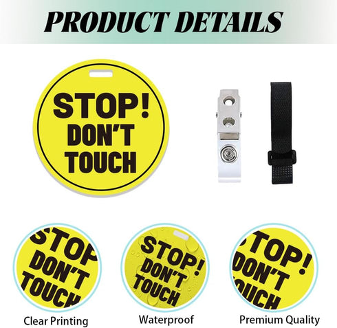 2 Pack PLIGREAT Yellow Stop Don't Touch Baby Car Seat Sign for Newborn Babys Girl Boy No Touching Kissing Baby Reminder