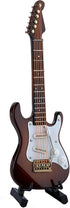 Dselvgvu 5.49"x1.76"x0.48") Wooden Miniature Electric Guitar with Stand and Case Mini Musical Instrument Electric