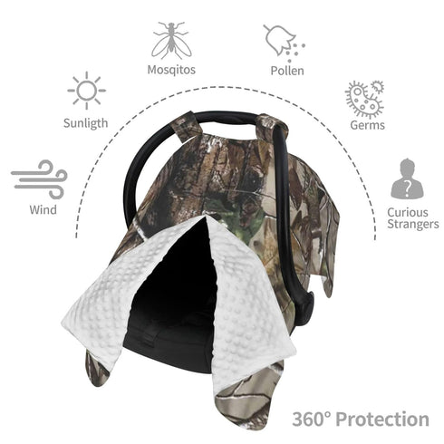 Zhbvncp Hunting Camouflage Tree Baby Car Seat Cover & Breastfeeding Nursing Cover - Breathable Stretch Fabric Multi-Use