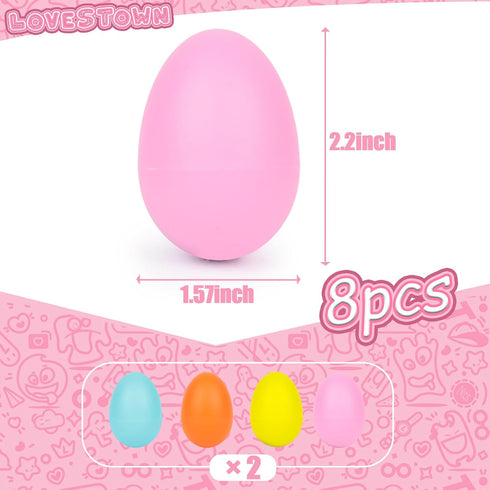 LovesTown 8PCS Plastic Egg Shakers Set, Percussion Instruments Musical Egg Maracas Easter Egg for Kids Toys Music Learning DIY Painting