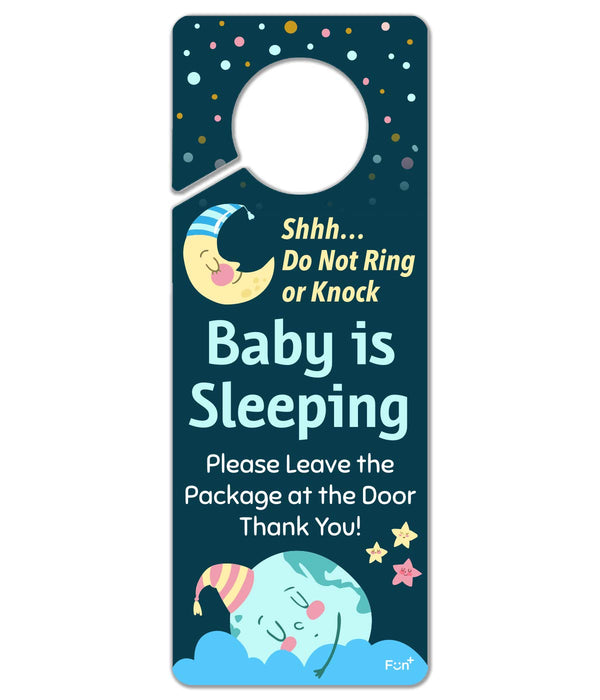 Funplus Baby Sleeping Sign, Do Not Knock or Ring, Plastic Door Knob Hanger Sign