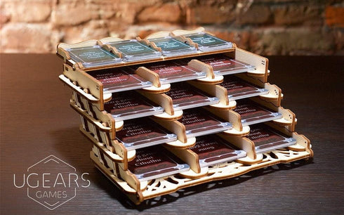 UGears 3D Puzzle Wooden Card Holder for 12 Sets of Playing Cards - Unique Mechanical Devices for Board Games