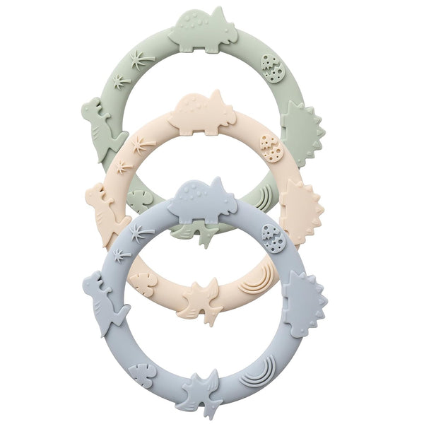 Silicone Teethers for Babies 0-6 Months, Teething Toys for Infants, Baby Chew Rings for Boys and Girls 3 Pack -