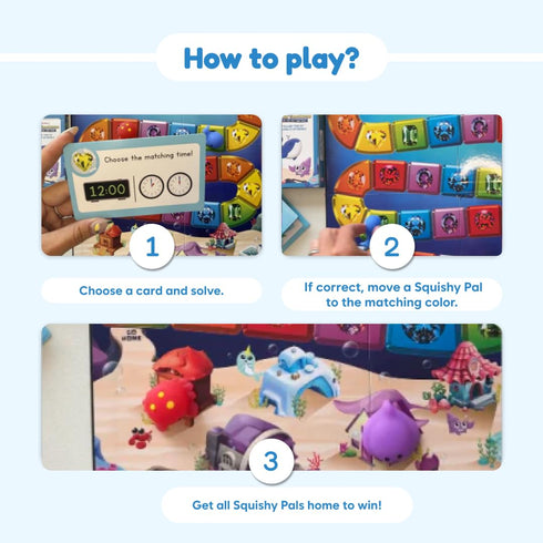 6-11 1-5 The Fidget Game Squishy Time Rescue - Telling Time Game for Kids Ages | Multisensory Hands-On Learning Board